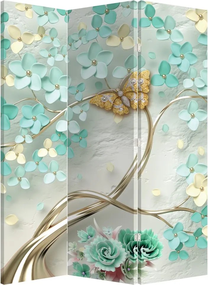 Paravan - Flori și fluturi (126x170 cm)
