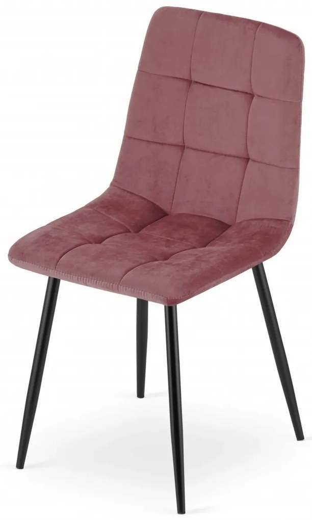 Scaun catifea roz KARA cu picioare negre