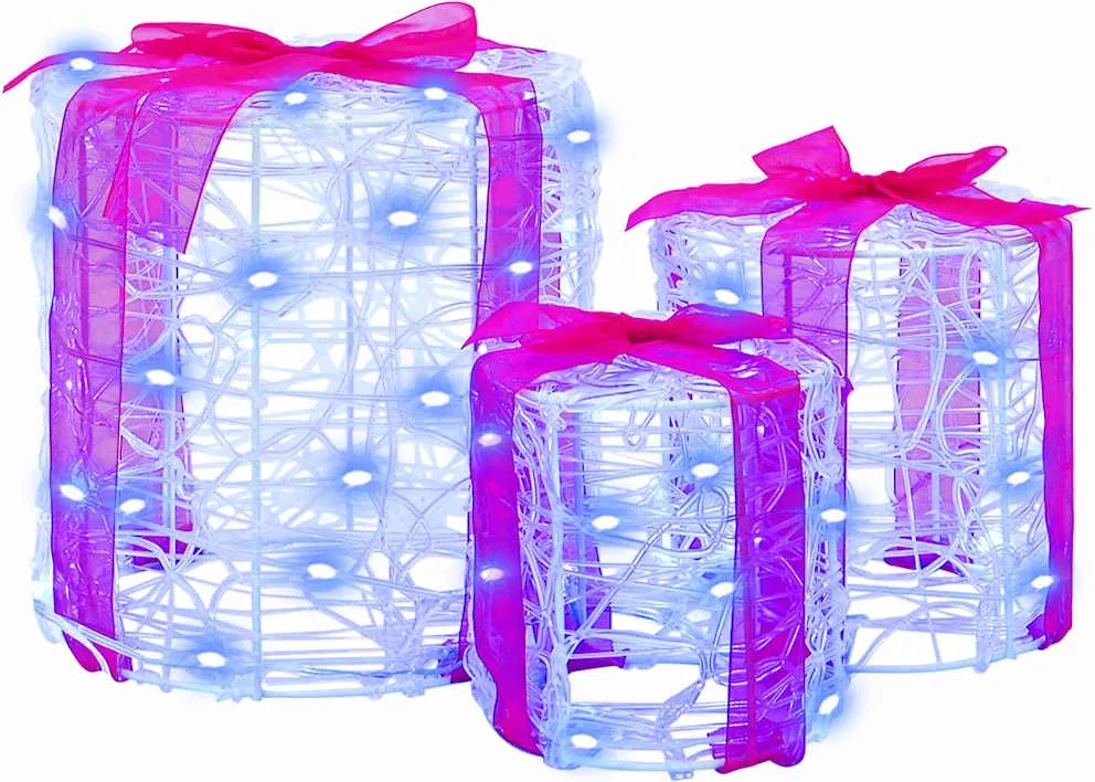 vidaXL Decorație cutie de cadou 3 pcs albastru 20 x 20 x 21 cm Acril