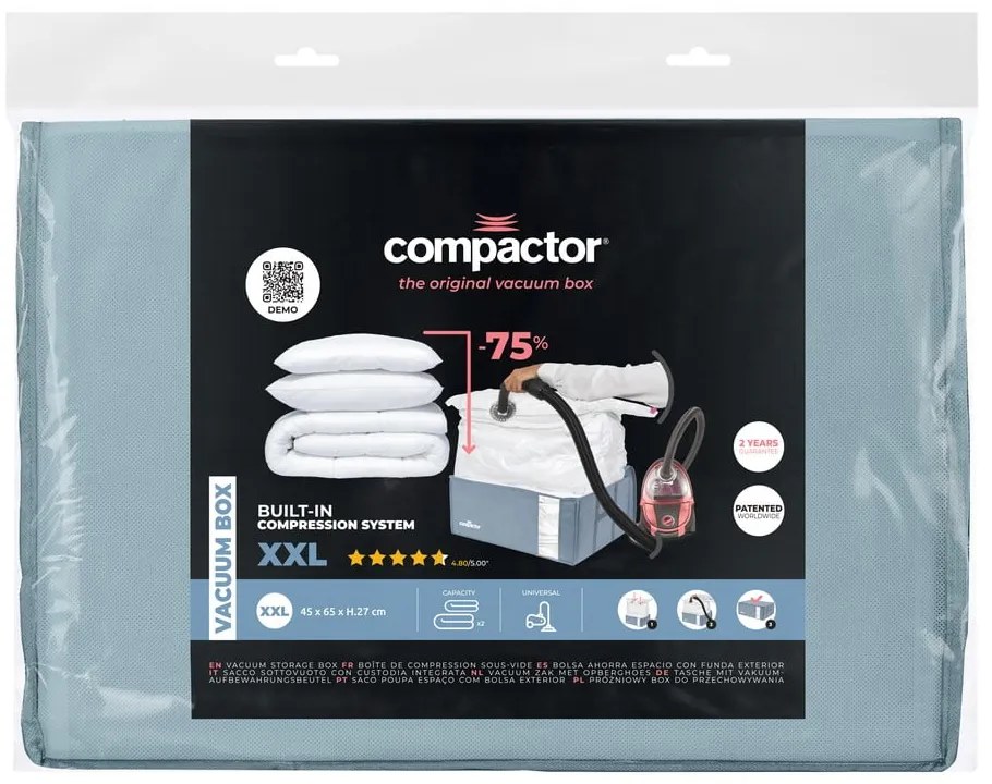 Cutie de depozitare pentru haine din plastic cu vacuum 65x45x27 cm Blue Edition – Compactor