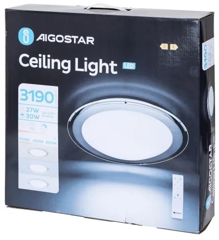 Aigostar - Plafonieră LED dimabilă 30W, 230V, 2700-6500K, Ø 42,9 cm, crom, cu telecomandă