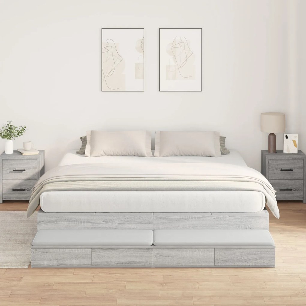 vidaXL Cadru de pat cu depozitare Gri Sonoma 180x200 cm