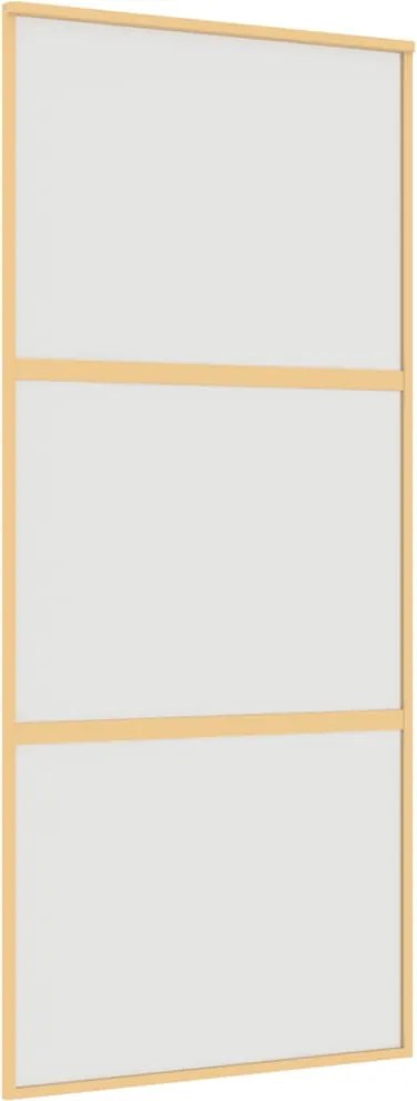 vidaXL Ușă glisantă, auriu, 90x205 cm, sticlă ESG mată și aluminiu