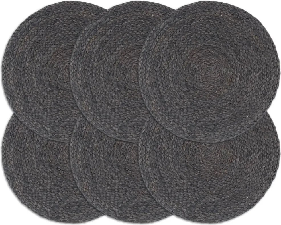 vidaXL Naproane, 6 buc., gri închis, 38 cm, iută, rotund