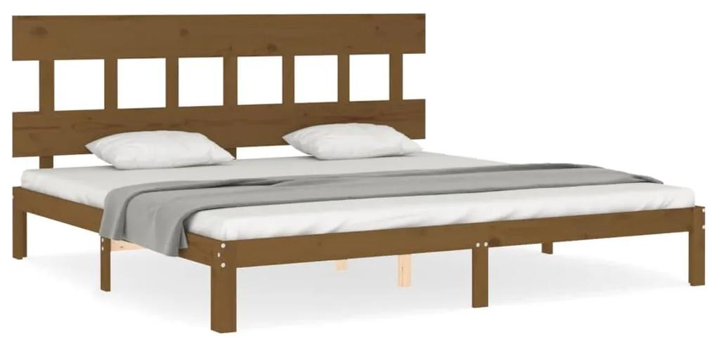 3193619 vidaXL Cadru pat cu tăblie, maro miere, 200x200 cm, lemn masiv
