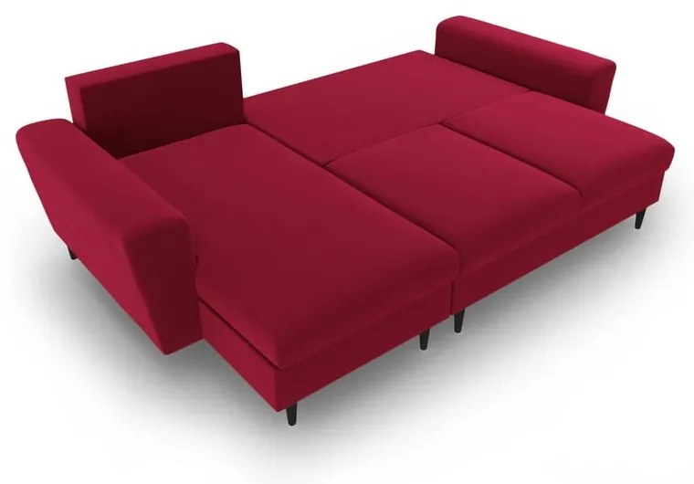 Colțar roșu extensibil/cu spațiu de depozitare cu tapițerie din catifea Kyoto – Cosmopolitan Design
