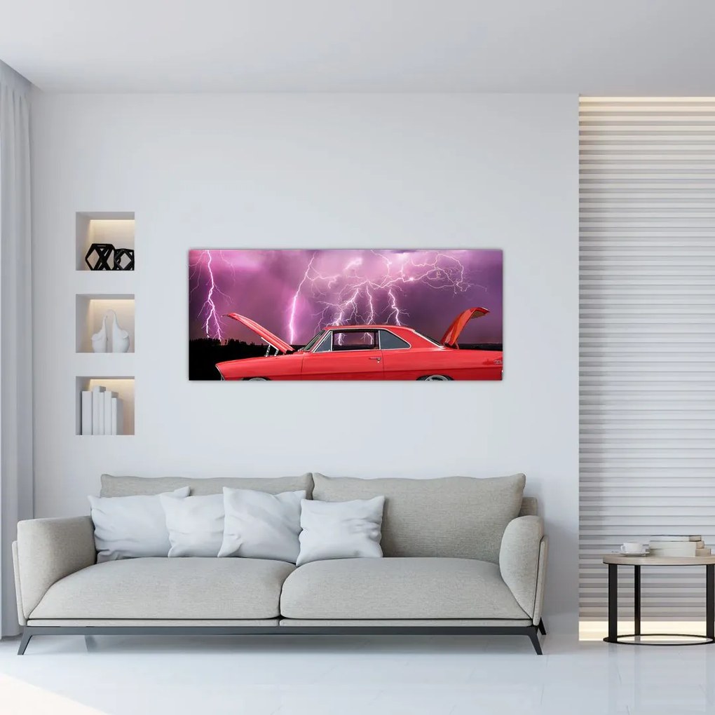 Tablou cu mașina roșie (120x50 cm)