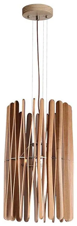 Pendul din lemn masiv pe cablu, 1xE27/60W/230V, diametru 38 cm, frasin/lemn de cauciuc