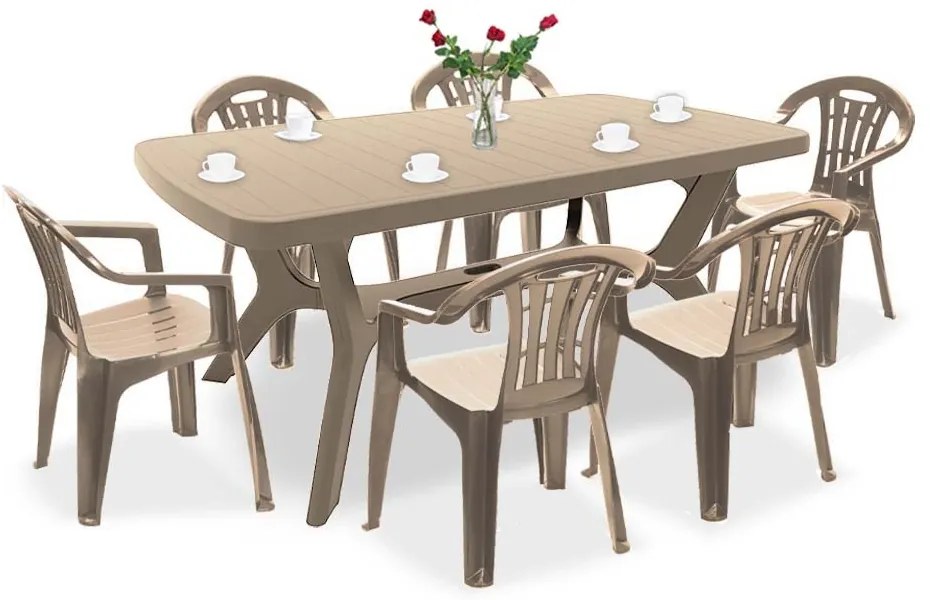 Set de mobilier de grădină Balorca 6+1 în culoarea cappuccino