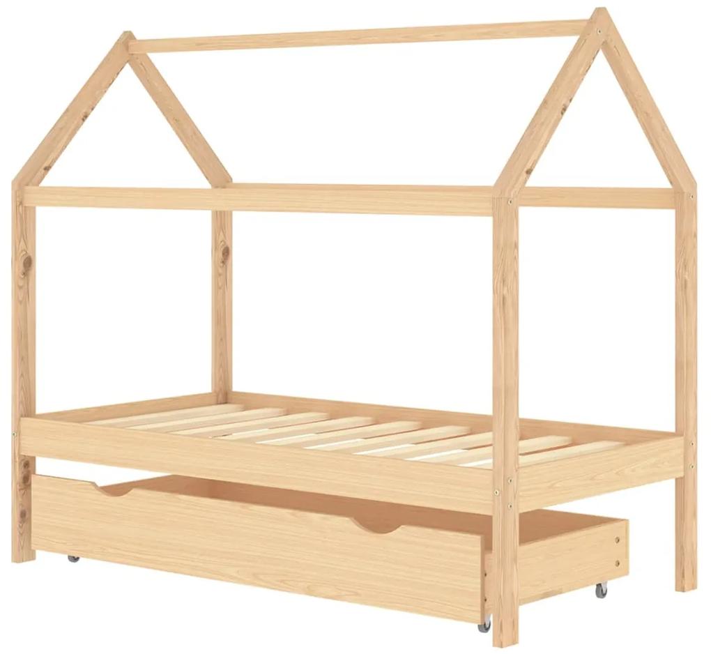322137 vidaXL Cadru pat pentru copii, cu un sertar, 80x160 cm, lemn masiv pin