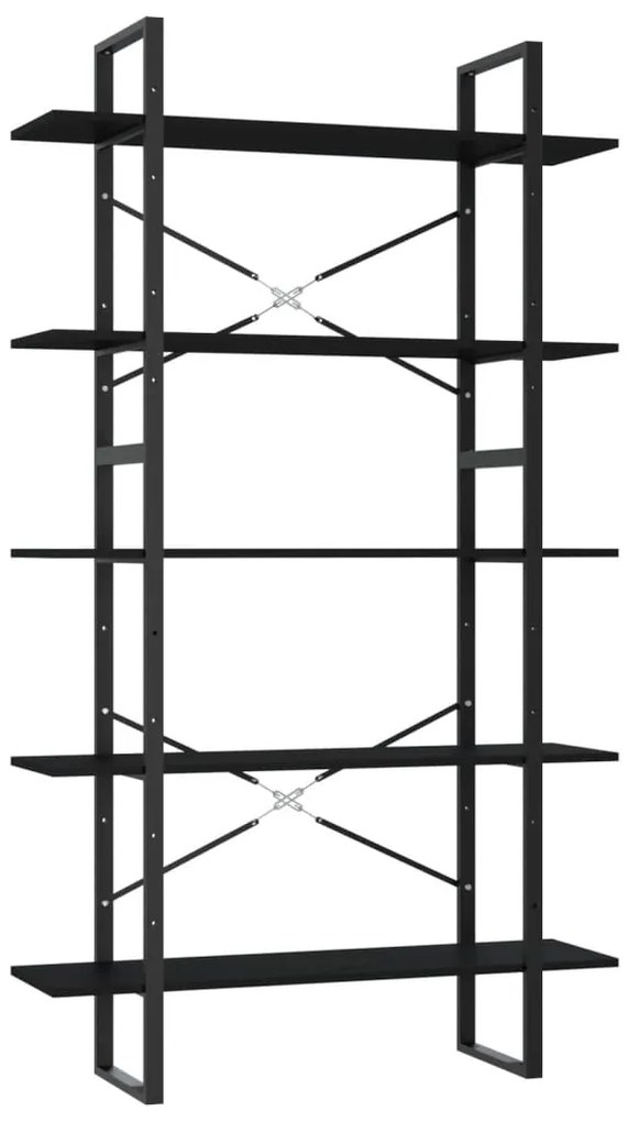 3081999 vidaXL Bibliotecă cu 5 rafturi, negru, 100x30x175 cm, lemn prelucrat