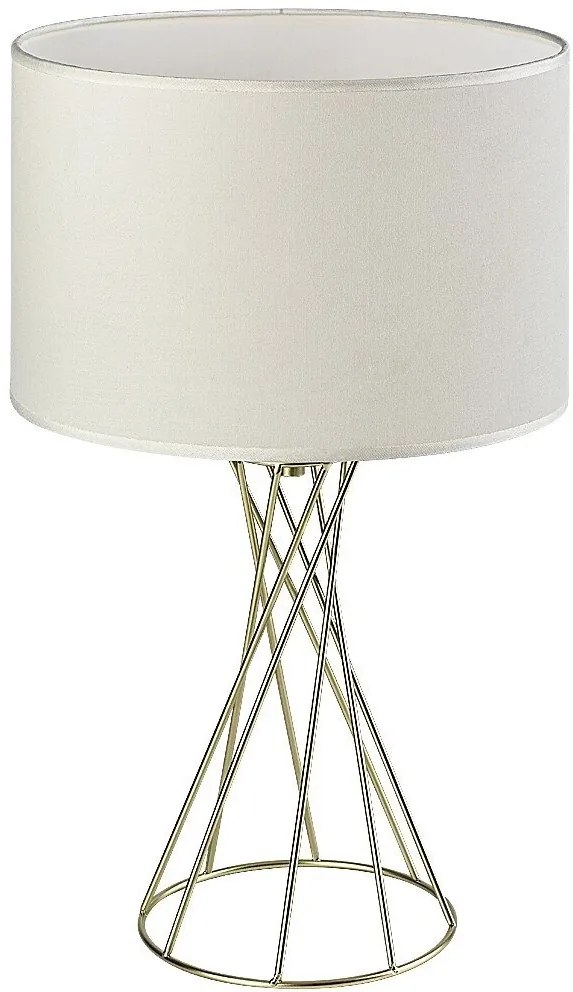 Veioza/Lampa de masa metal auriu abajur alb Nivra