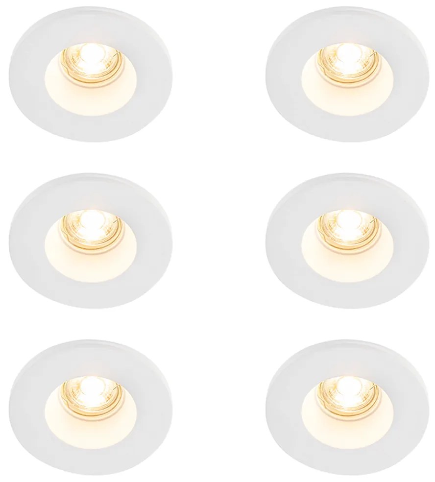 Set de 6 spoturi încastrate albe 13 cm rotunde - Gypsy Stucco