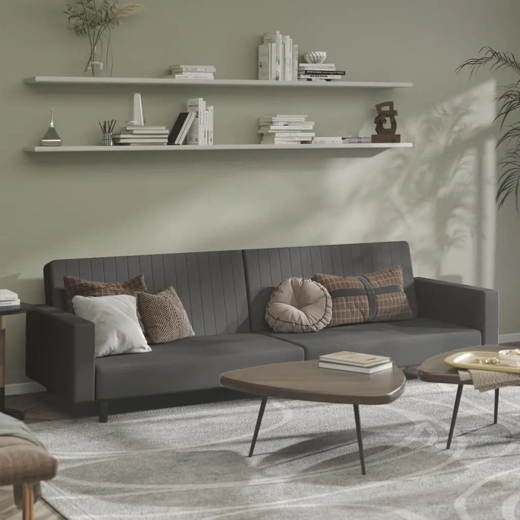 337651 vidaXL Canapea extensibilă cu 2 locuri, gri închis, catifea
