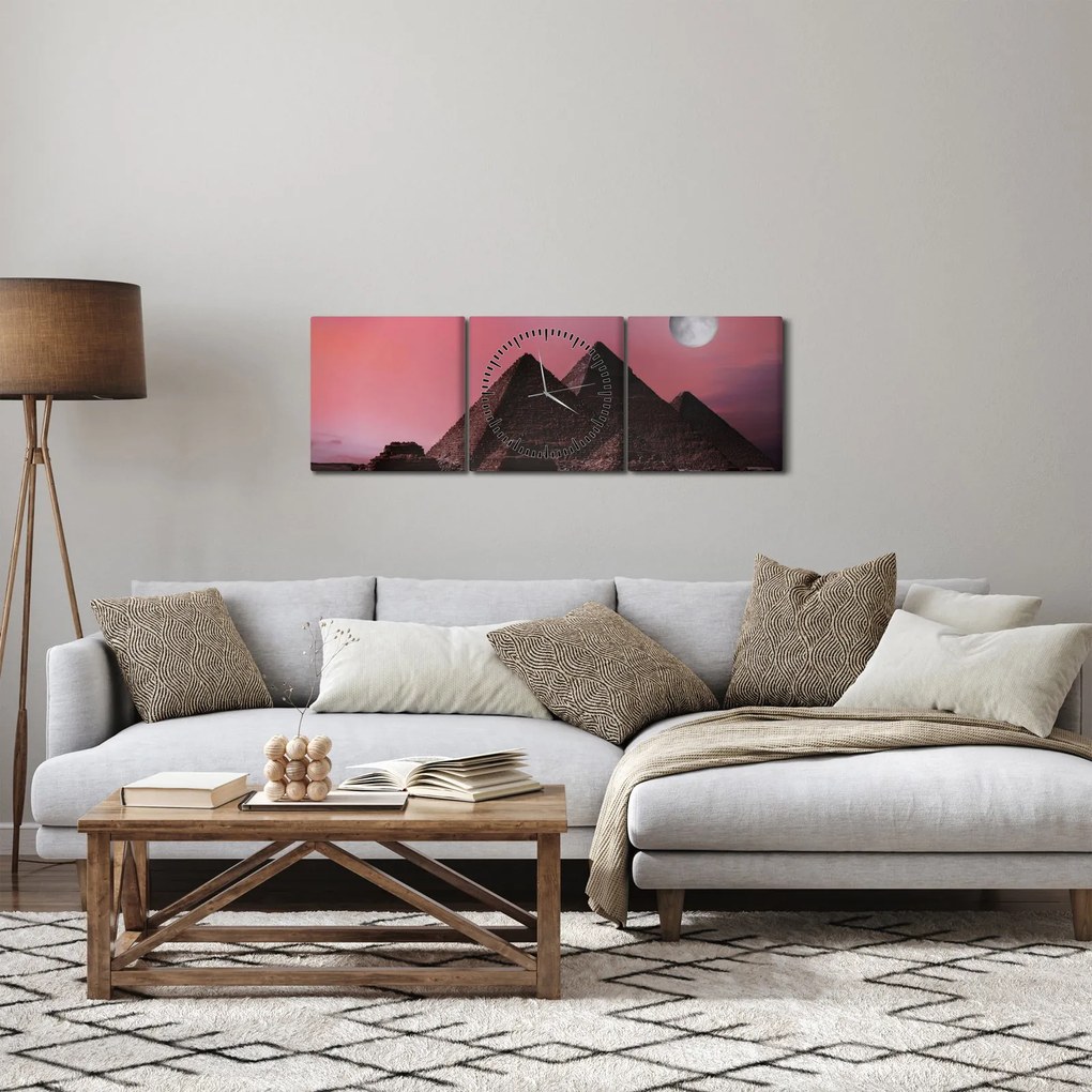 Tablou - Piramidă, Giza, Egipt (cu ceas) (90x30 cm)