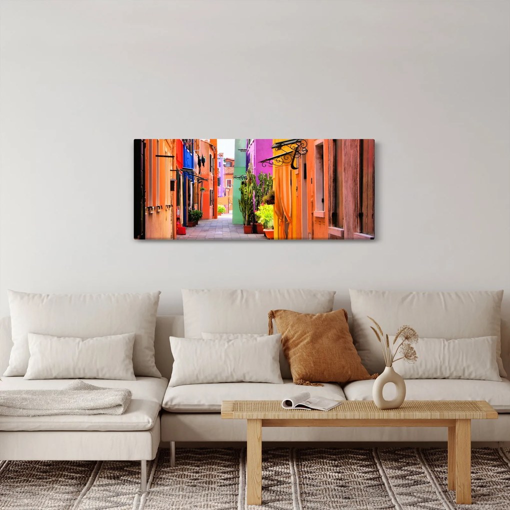 Tablou - Casa colorată în Burano, Veneția (120x50 cm)