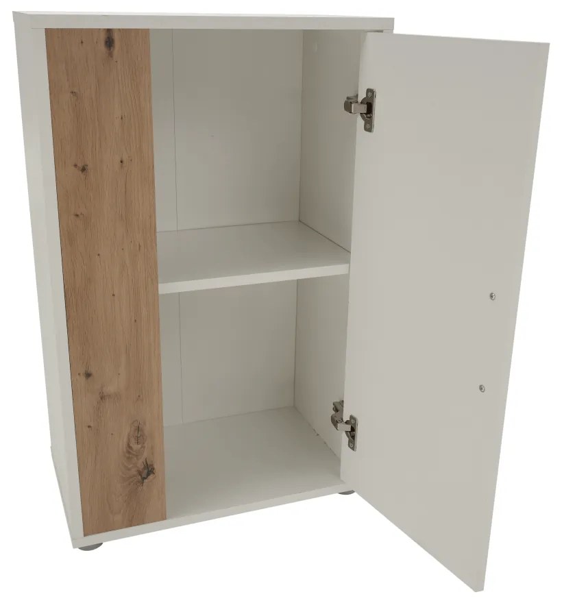 Perete living, alb / stejar artizanal, KEVIN