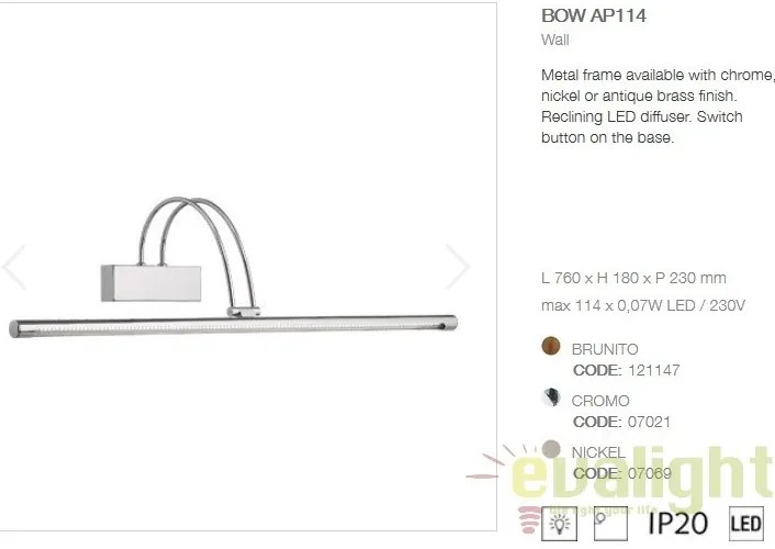 Aplica de perete LED BOW AP114 CROMO 007021