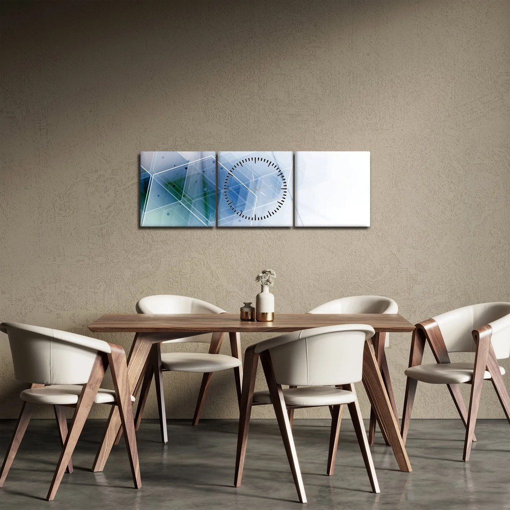 Tablou - Figuri geometrice (cu ceas) (90x30 cm)