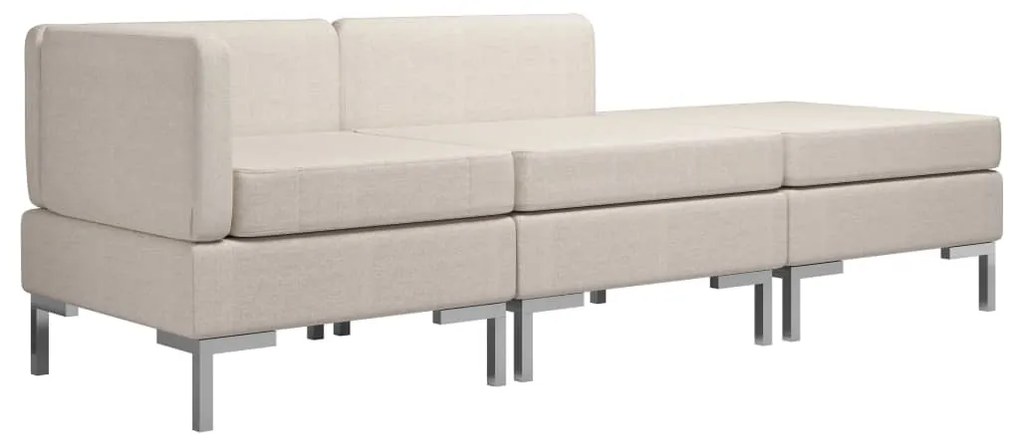 287062 vidaXL Set de canapele, 3 piese, crem, material textil