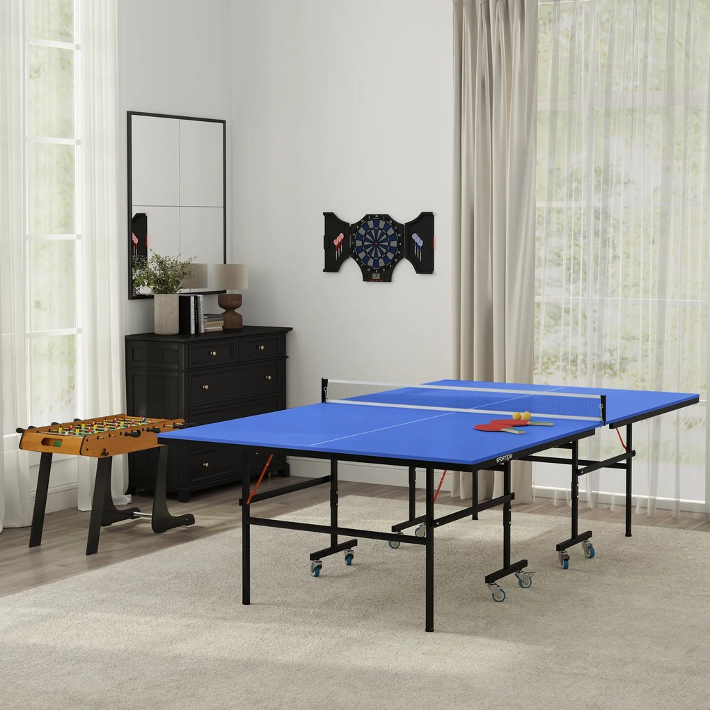 HOMCOM Masă de baby-foot pliabilă din MDF, 2 mingi incluse, ideală pentru joacă acasă, design lemn/negru, 98x42x62 cm | Aosom Romania