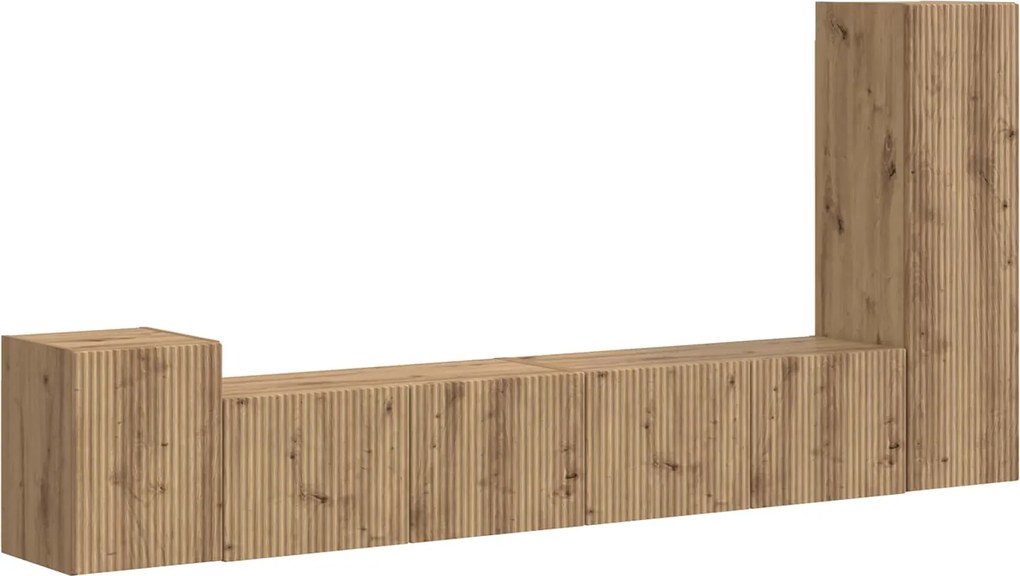 vidaXL Set comodă TV Pe perete 3 pcs Stejar Artizanal Lemn compozit