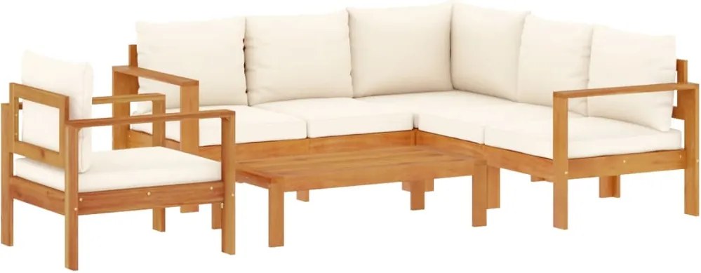 vidaXL Set de canapele de grădină cu perne, 5 buc., lemn masiv acacia
