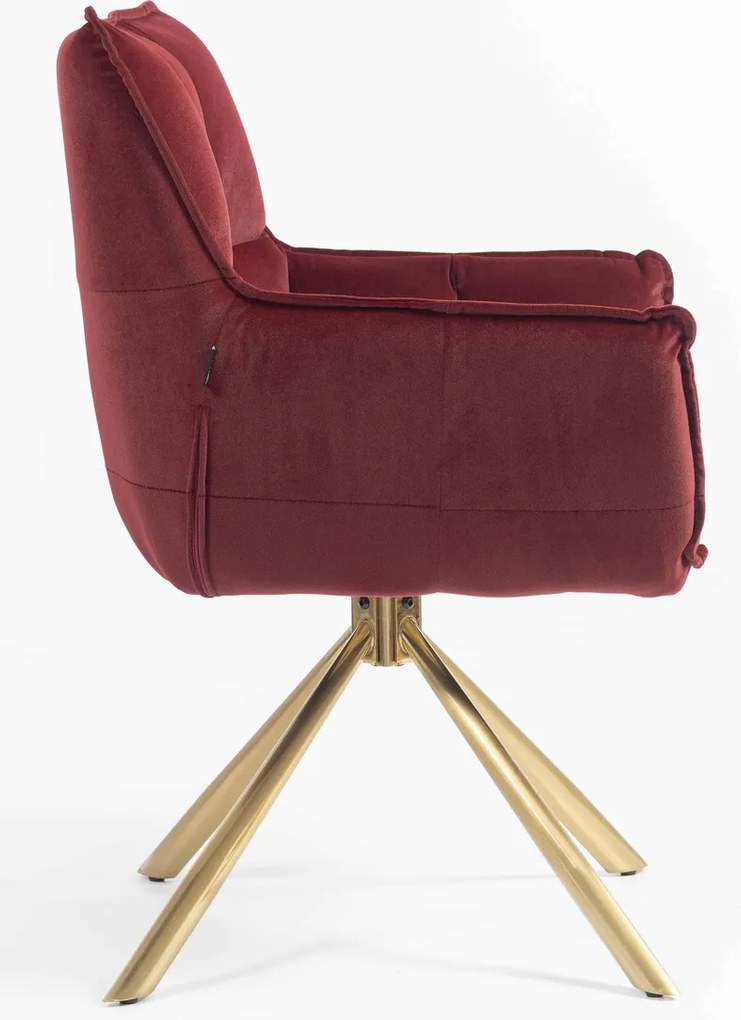 HR560 BAZĂ STEA Scaun Catifea Bordo Merlot cu Bază Aurie