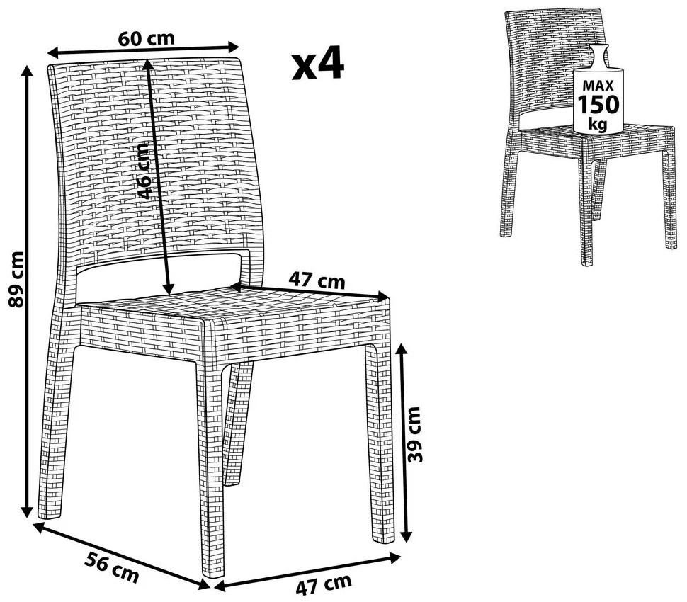 Set scaune 6 buc. Fossil (grafit). 1011529