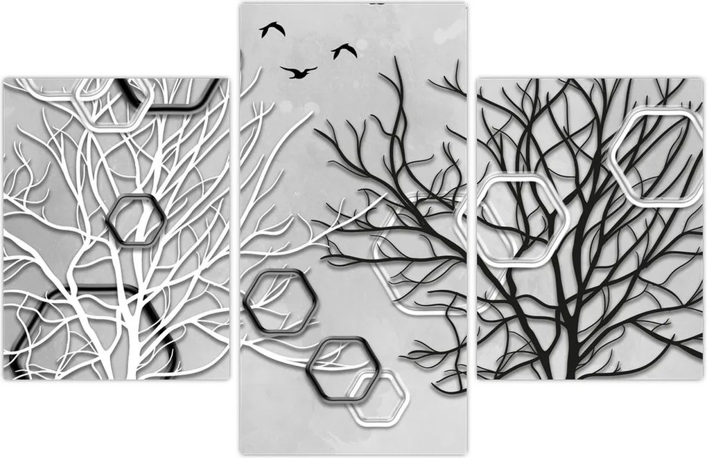 Tablou abstract cu pomi (90x60 cm)