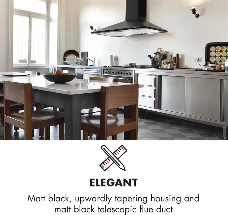 Klarstein Zugspitze 90, hotă de aspirație, 65 W, 330 m³/h, LED