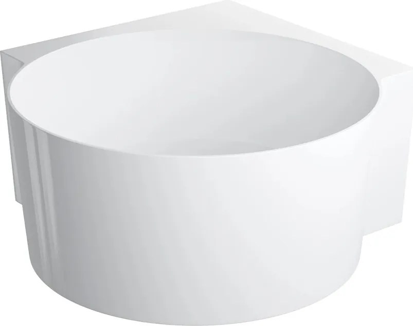 Cada pe colt asimetrica Omnires Ovo M+ compozit alb lucios 120x120 cm