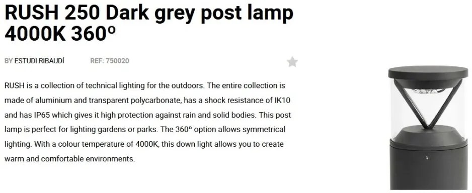 Mini Stalp LED iluminat exterior simetric 360º IP65 RUSH 25cm 4000K