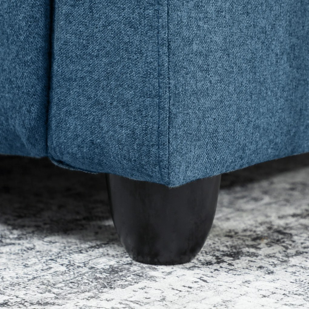 HOMCOM Fotoliu Reclinabil din Țesătură cu Efect de In cu Suport pentru Picioare, Albastru | Aosom Romania