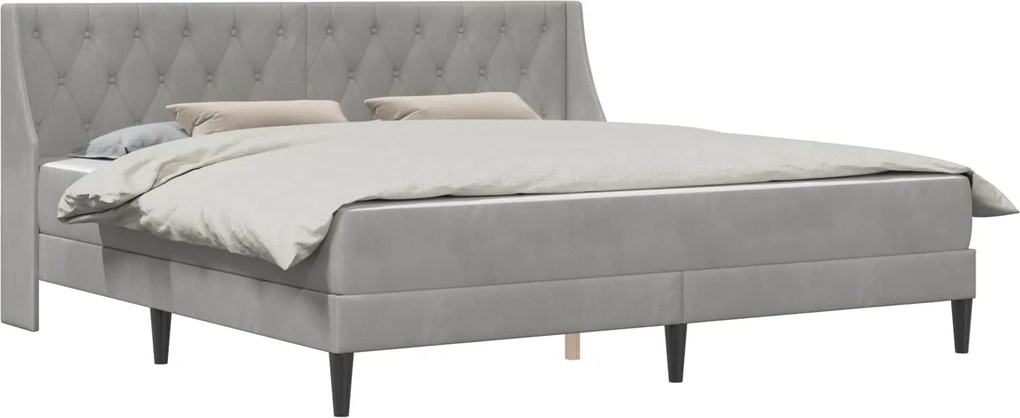 vidaXL Cadru de pat cu saltea Gri deschis 200 x 200 cm Catifea