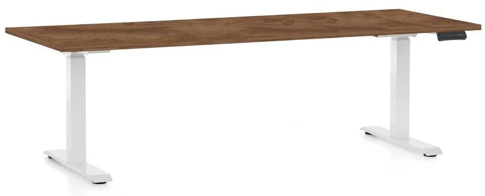 Masă înălțime reglabilă OfficeTech C, 200 x 80 cm, picioare albe, stejar silverjack