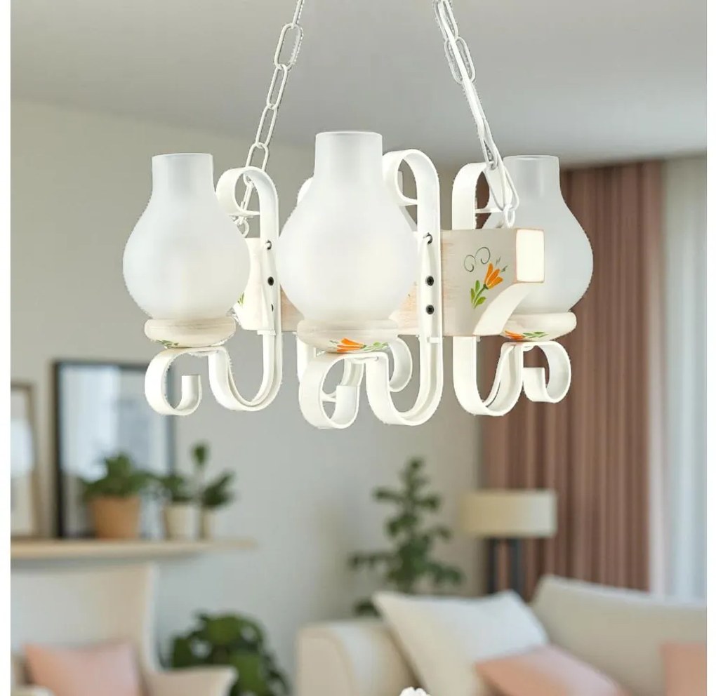 Brilagi - Lustru cu lanț QUEEN 4xE14/40W/230V fag/crem