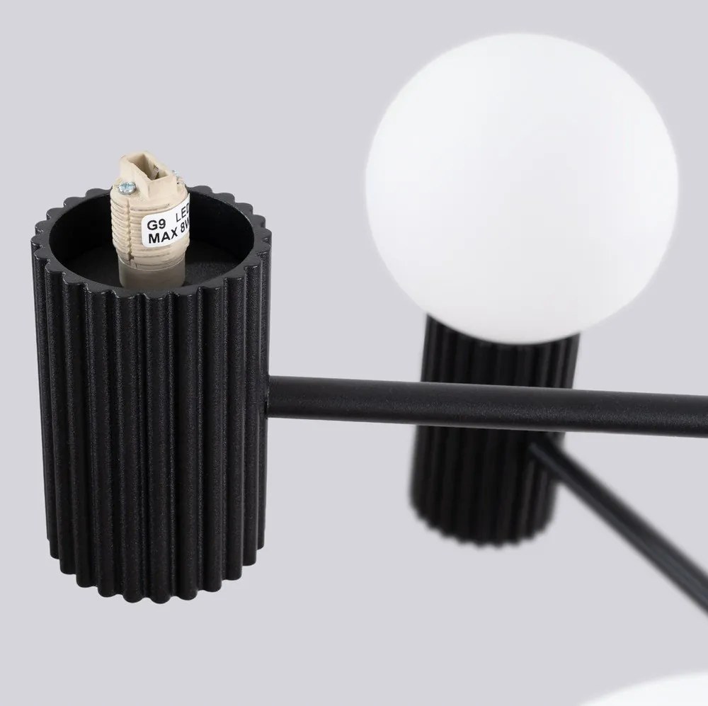 Lustră neagră cu abajur din sticlă Orbital – Sollux