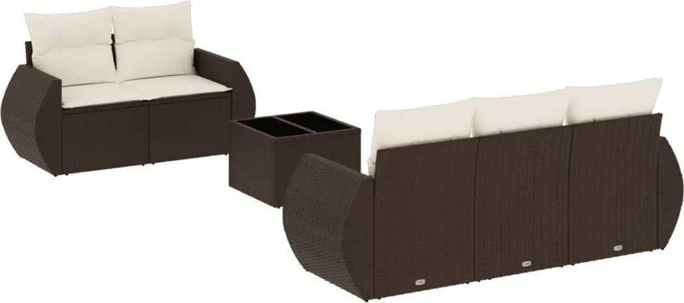 vidaXL Set canapele de grădină cu perne, 6 piese, maro, poliratan