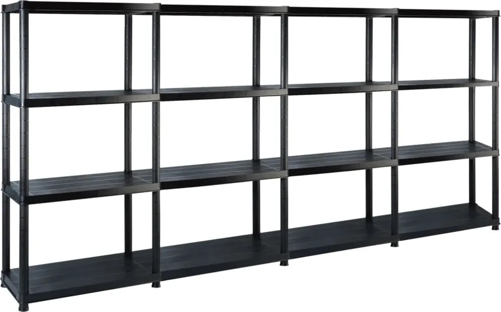 vidaXL Raft de depozitare cu 4 polițe, negru, 244x30,5x130 cm, plastic
