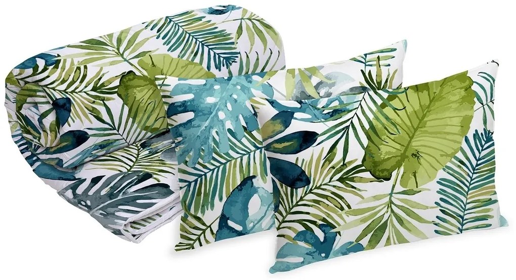 Set Alcam 2 perne microfibra 50x70 cm si pilota matlasata 180x200 cm, Jungle