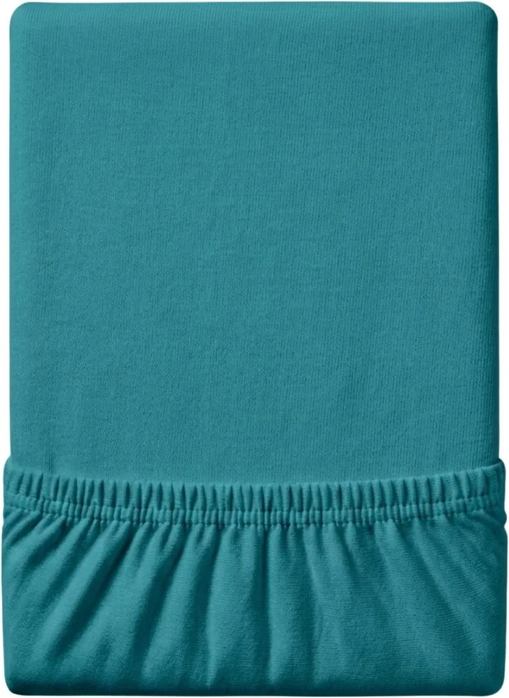 Cearsaf Jersey EXCLUSIVE cu elastic turcoaz 160 x 200 cm