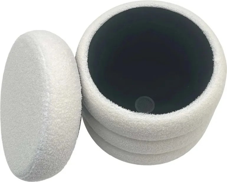 Taburete cu spatiu de depozitare, VOGUE 40cm boucle alb