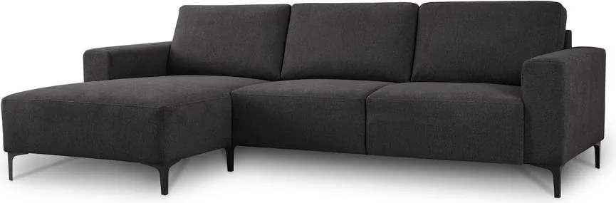 Colțar gri antracit cu tapițerie din chenille (cu colț pe partea stângă/cu șezlong) Fabian – Scandic