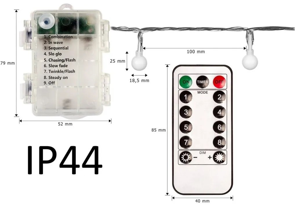 Iluminat de petrecere -5m,50 de LED-uri, colorate,cu baterii