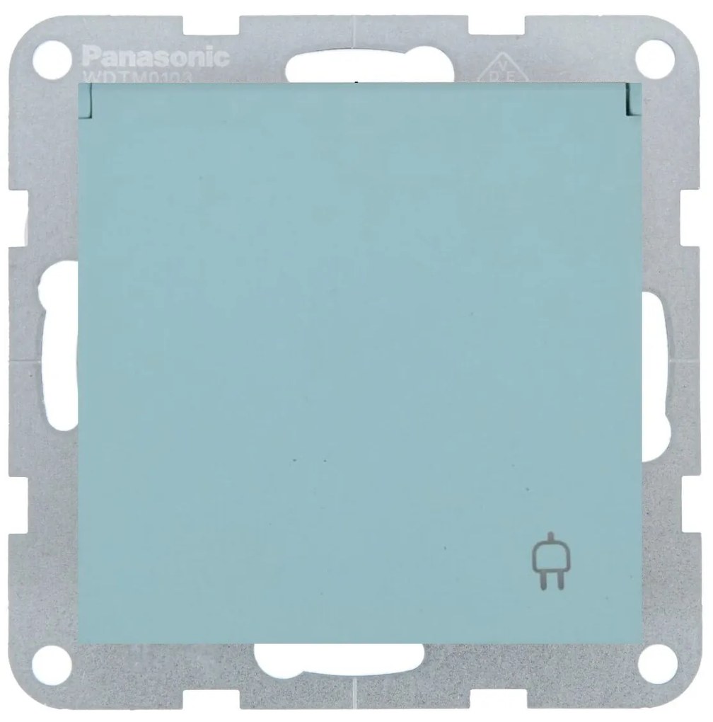Priza simpla cu impamantare si capac, protectie copii, 16A, IP20, Turcoaz, Panasonic Karre Plus 55 Soft Touch
