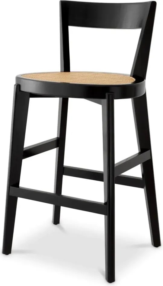 Scaun de bar LUX design clasic Alvear negru, ratan