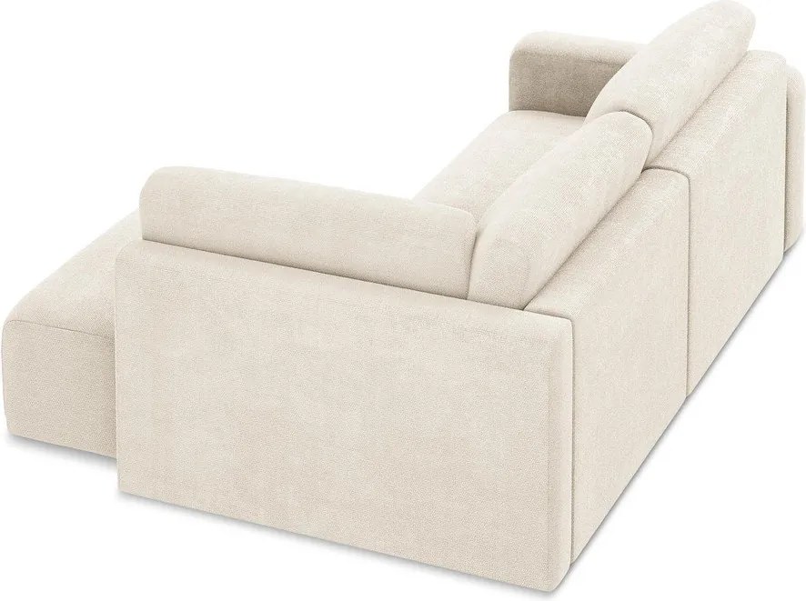 Colțar crem extensibil/cu spațiu de depozitare cu tapițerie din chenille (cu colț pe partea dreaptă/în formă de ”L”) Kona – Makamii