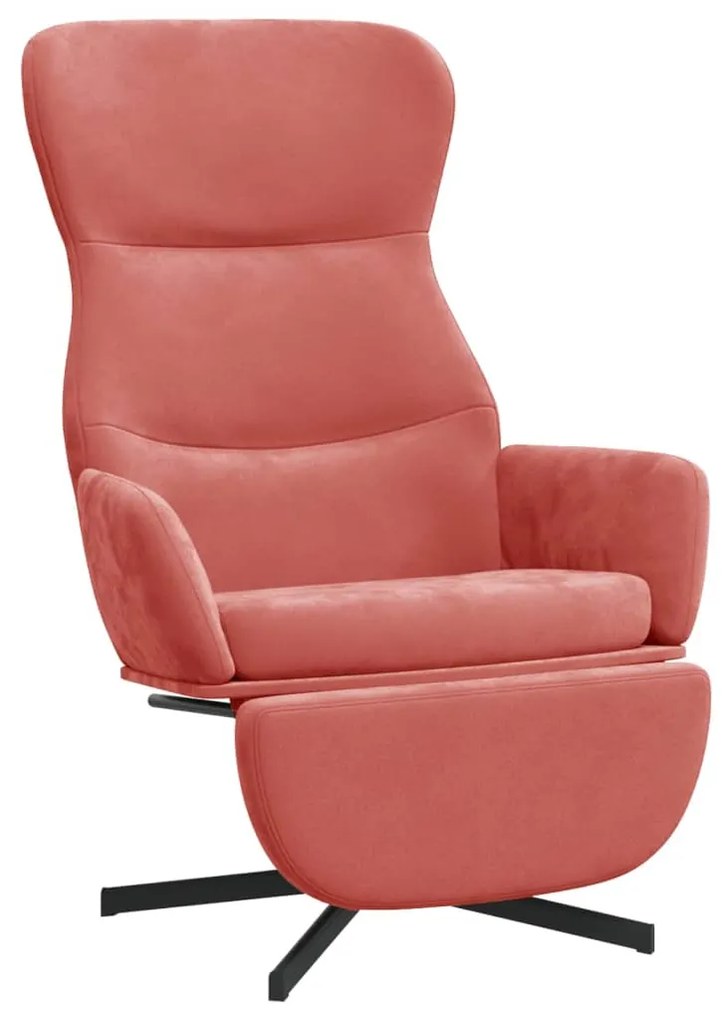 3097499 vidaXL Scaun de relaxare cu taburet, roz, catifea