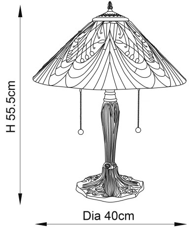 Endon 64163 - Lampă de masă Tiffany HECTOR, 2x E27/60W/230V, Ø 40 cm